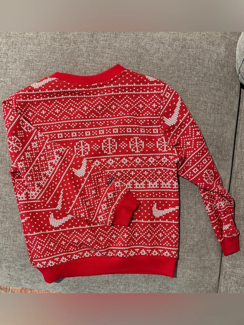 Nike Red & White Fair Isle Crewneck Sweater Medium